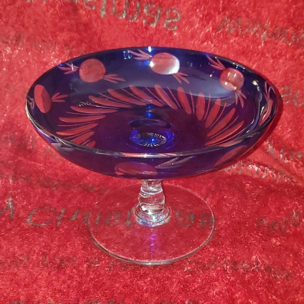 Candy Pastry Fruit Large Glass Serving Dish Vtg.